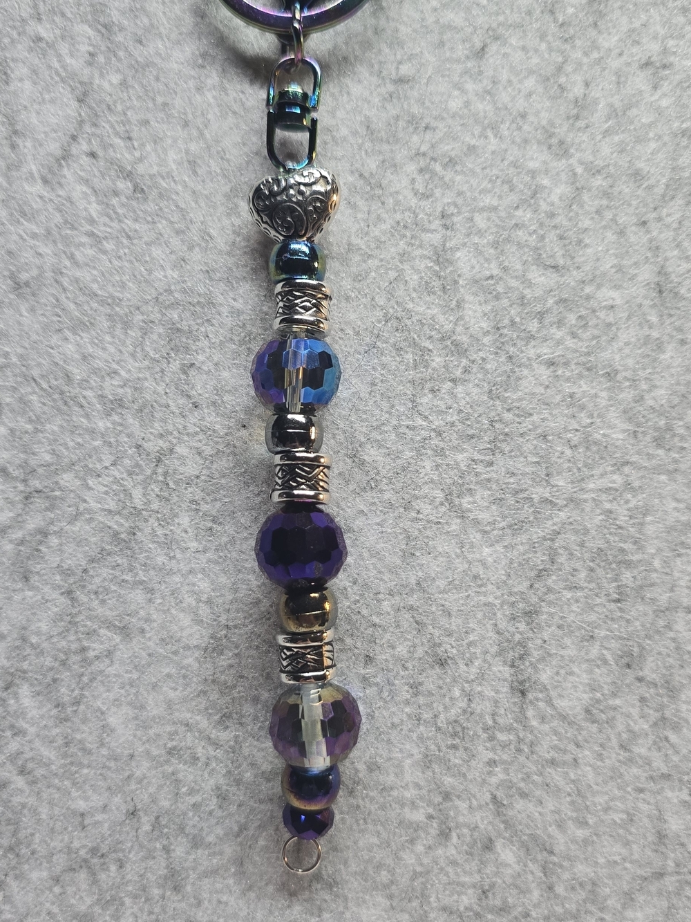 Purple Crystal Bead Pendant Keychain